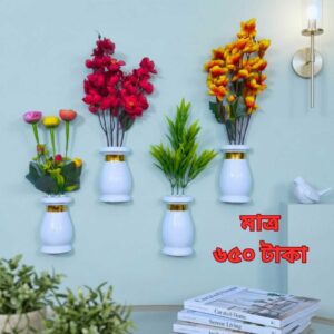 ৪ পিস্ কলস আকৃতির ফুলসহ মেহগনি কাঠের টপ