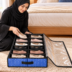 12 Grids Shoe Organizer – Premium Printed Fabric Shoe Storage Box